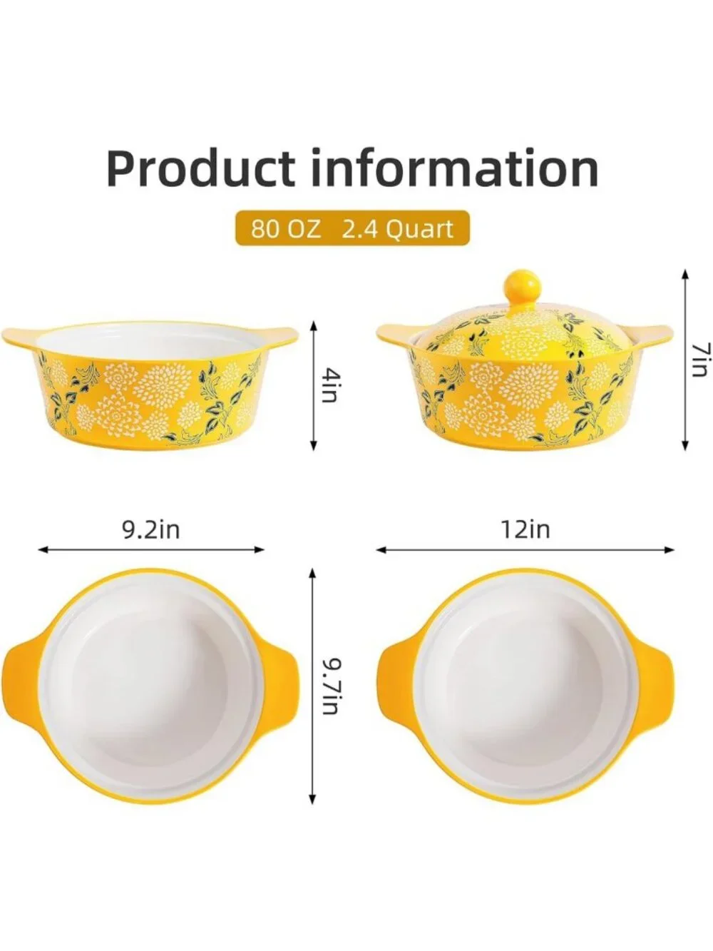 Ceramic Casserole Dish with Lid - Versatile Oven Baking Dish for Home Cooking